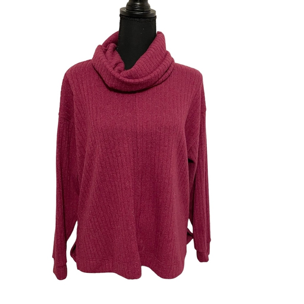 Dry Goods Lush Cozy Ribbed Cowl Neck Sweater in Merlot